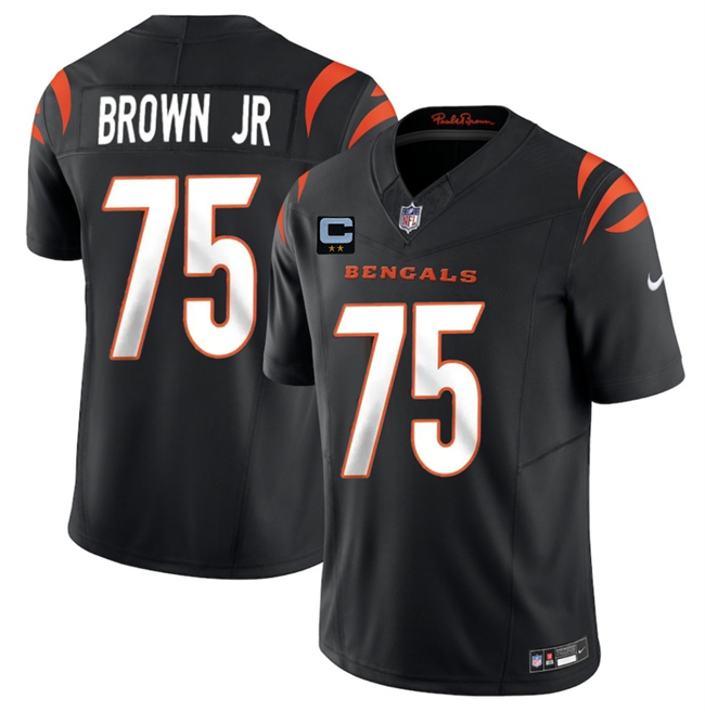Men's Black Cincinnati Bengals #75 Orlando Brown Jr 2025 F.U.S.E. With 2-Star C Patch Vapor Untouchable Limited Stitched Football Jersey